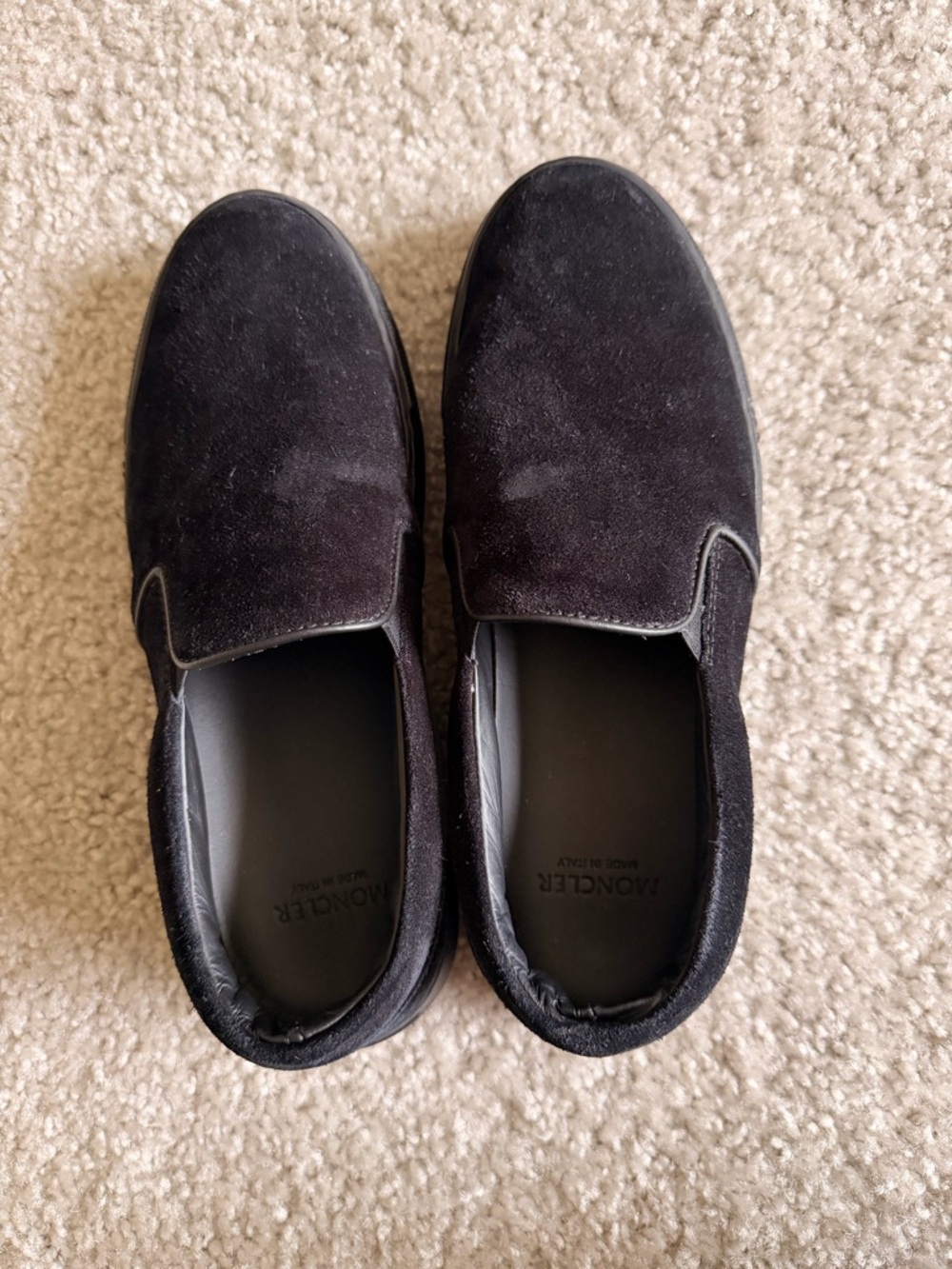 Moncler Black Suede Slip-On Loafers - Picture 4 of 7